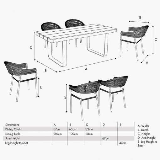 Pacific Lifestyle Osaka Latte Outdoor 6 Seater Dining Set