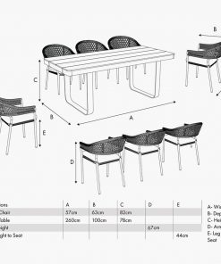 Pacific Lifestyle Osaka Latte Outdoor 8 Seater Dining Set