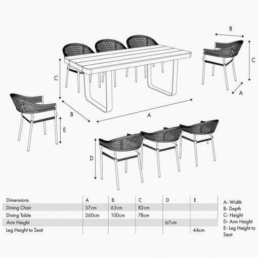 Pacific Lifestyle Osaka Latte Outdoor 8 Seater Dining Set