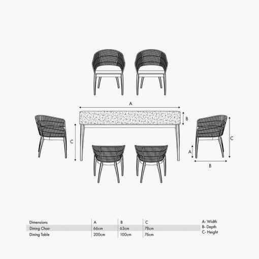 Moeven Outdoor 6 Seater Dining Set