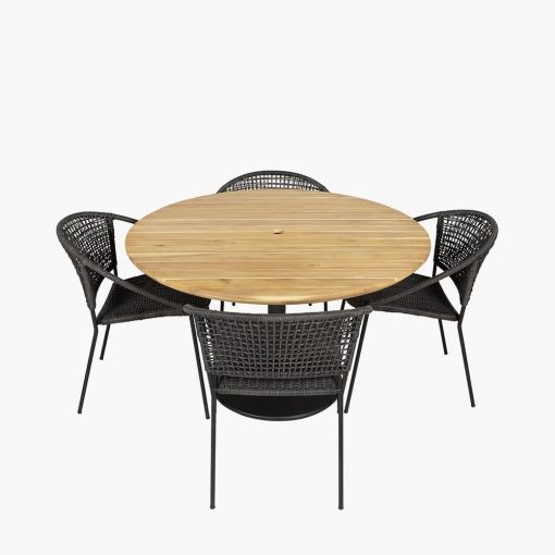 Pacific Lifestyle Dakota Black Outdoor 4 Seater Dining Set