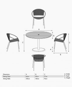 Pacific Lifestyle Dakota Black Outdoor 4 Seater Dining Set