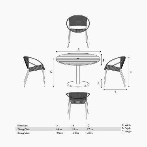 Pacific Lifestyle Dakota Black Outdoor 4 Seater Dining Set