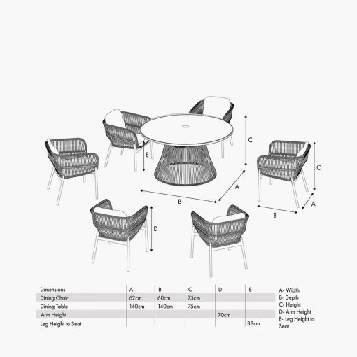 Pacific Lifestyle Martic Outdoor 6 Seater Dining Set