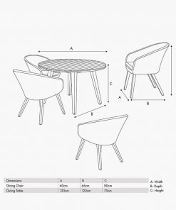 Pacific Lifestyle Cabon Outdoor 4 Seater Dining Set