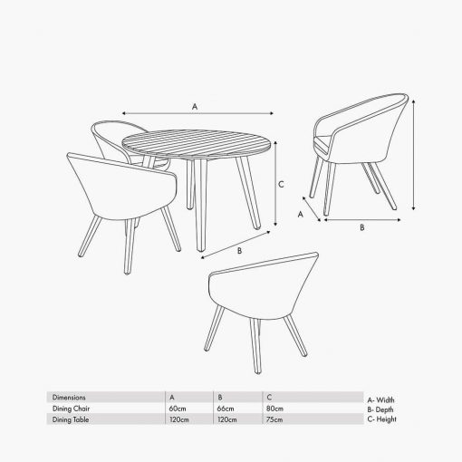 Pacific Lifestyle Cabon Outdoor 4 Seater Dining Set