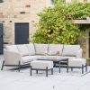 Pacific Lifestyle Nevada Putty Small Outdoor Corner Seating Set with Coffee Table and Footstools