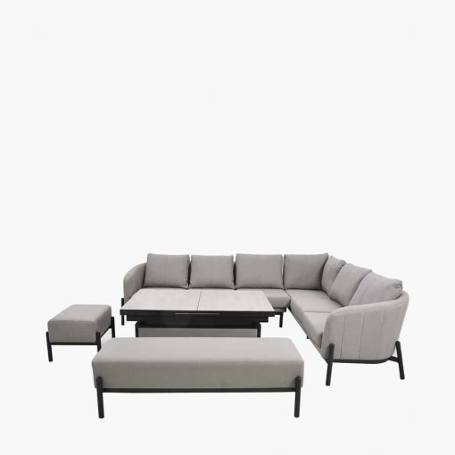 Pacific Lifestyle Nevada Putty Large Outdoor Corner Seating Set with Adjustable Table