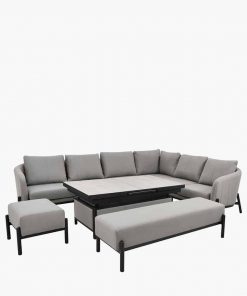 Pacific Lifestyle Nevada Putty Large Outdoor Corner Seating Set with Adjustable Table