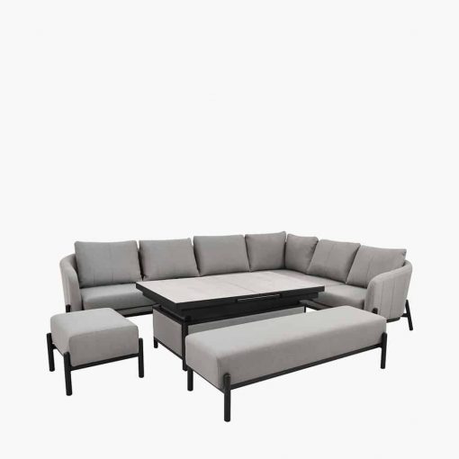 Pacific Lifestyle Nevada Putty Large Outdoor Corner Seating Set with Adjustable Table
