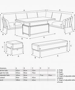 Pacific Lifestyle Nevada Putty Large Outdoor Corner Seating Set with Adjustable Table