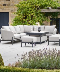 Pacific Lifestyle Nevada Putty Large Outdoor Corner Seating Set with Adjustable Table