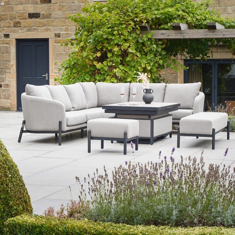 Pacific Lifestyle Nevada Putty Large Outdoor Corner Seating Set with Adjustable Table