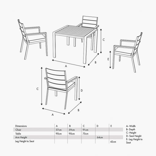 Pacific Lifestyle Aruba Outdoor 4 Seater Dining Set