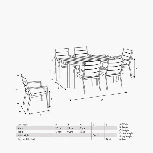 Pacific Lifestyle Aruba Outdoor 6 Seater Dining Set