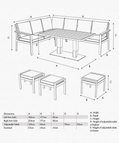 Pacific Lifestyle Aruba Outdoor Corner Seating Set with Adjustable Table