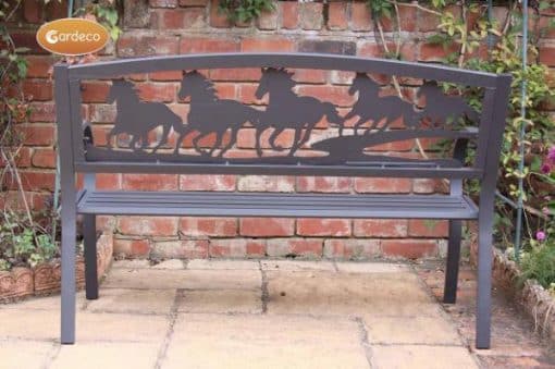Cast iron bench with running horses